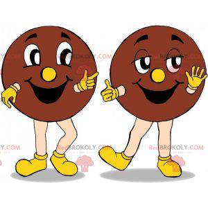 Kæmpe rund smilende og brun cookie maskot - Redbrokoly.com