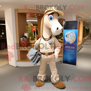 Beige hestesko maskot drakt...