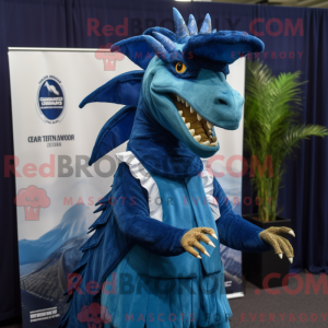 Blå Spinosaurus maskot...