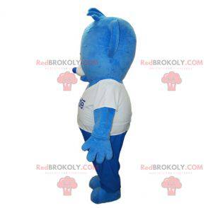 Blauw en wit teddybeer mascotte. Nestle Beer - Redbrokoly.com