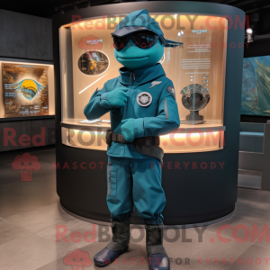 Teal Navy Soldier mascot...