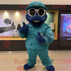 Teal Navy Soldier mascot...