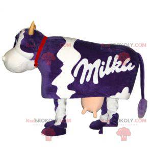 Mascotte de la célèbre vache Milka blanche et violette -