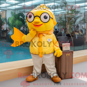 Gul Goldfish maskot kostyme...