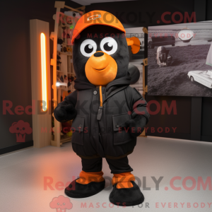 Sort Orange maskot kostume...