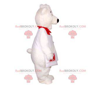 Hvid bamse maskot med en håndtaske - Redbrokoly.com