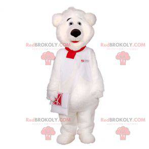 Mascotte de nounours blanc avec un sac à main - Redbrokoly.com