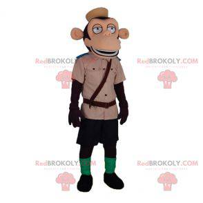 Monkey mascot in zoo keeper explorer outfit - Redbrokoly.com