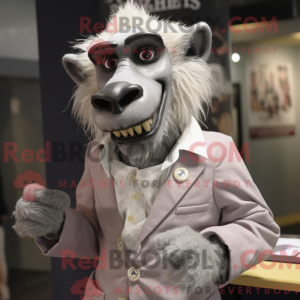 Sølv bavian maskot kostume...
