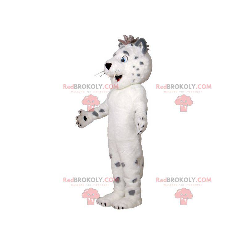 Blød og behåret sød hvid og grå tiger maskot - Redbrokoly.com