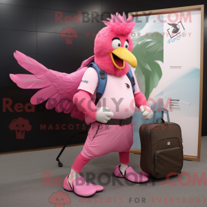Rosa hane maskot kostyme...
