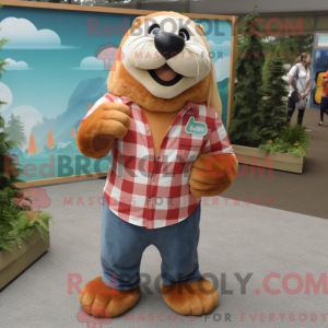 Peach Sea Lion maskot...