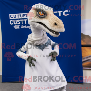Hvid Utahraptor maskot...