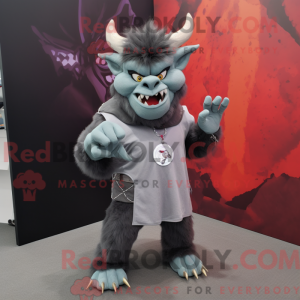 Gray Devil maskot kostume...