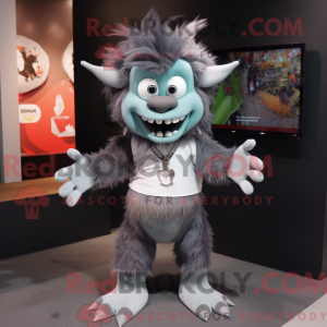 Gray Devil maskot kostume...