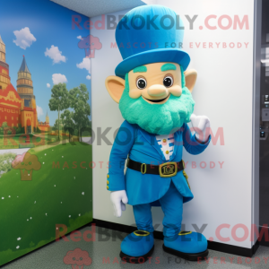Sky Blue Leprechaun mascot...