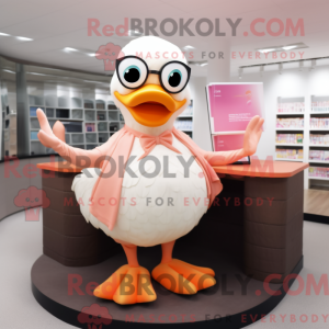 Peach Swan-mascottekostuum...