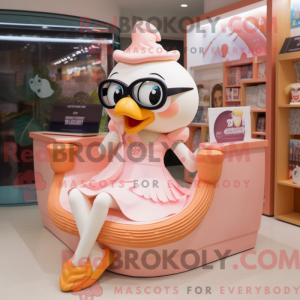 Peach Swan maskotdraktfigur...