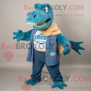 Teal Tyrannosaurus mascot...