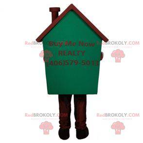 Very smiling giant house mascot green and brown - Redbrokoly.com