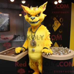 Gul Gargoyle maskot kostume...