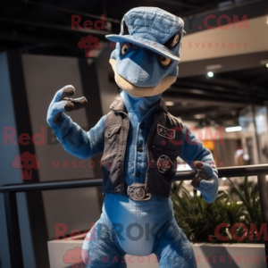 Blå Velociraptor maskot...