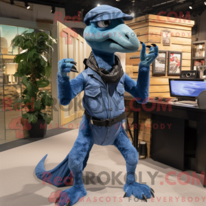 Blå Velociraptor maskot...