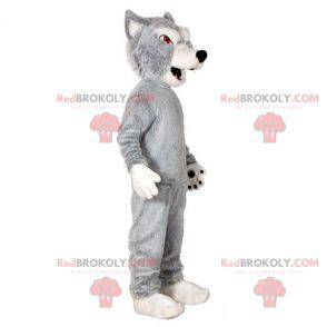 Šedý a bílý vlk maskot. Vlk pes maskot - Redbrokoly.com