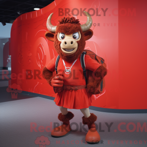 Red Minotaur mascot costume...
