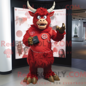 Rød Minotaur maskot kostume...