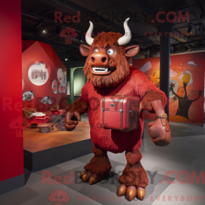 Rød Minotaur maskot kostume...