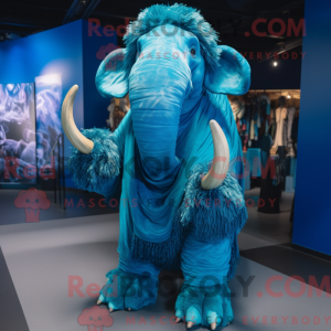 Blå Mammoth maskot kostume...