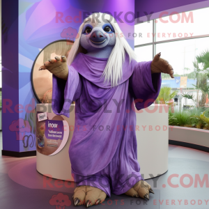 Lavendel Giant Sloth maskot...