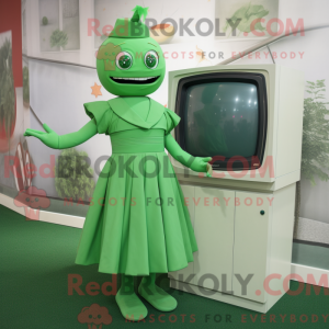 Green Television mascot...