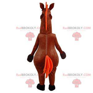 Mascotte cavallo marrone molto divertente. Costume da cavallo -