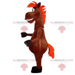 Mascotte de cheval marron très amusant. Costume de cheval -