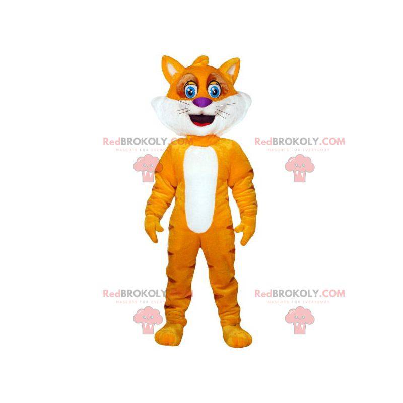 Mascotte de chat orange et jaune. Mascotte de renard -