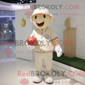 Beige eplemaskotdraktfigur...