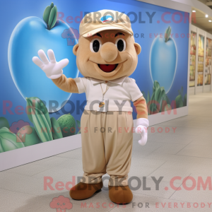 Beige Apple-mascottekostuum...