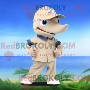Beige Dolphin maskot...