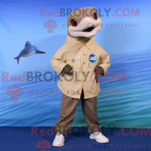Beige Dolphin maskot...