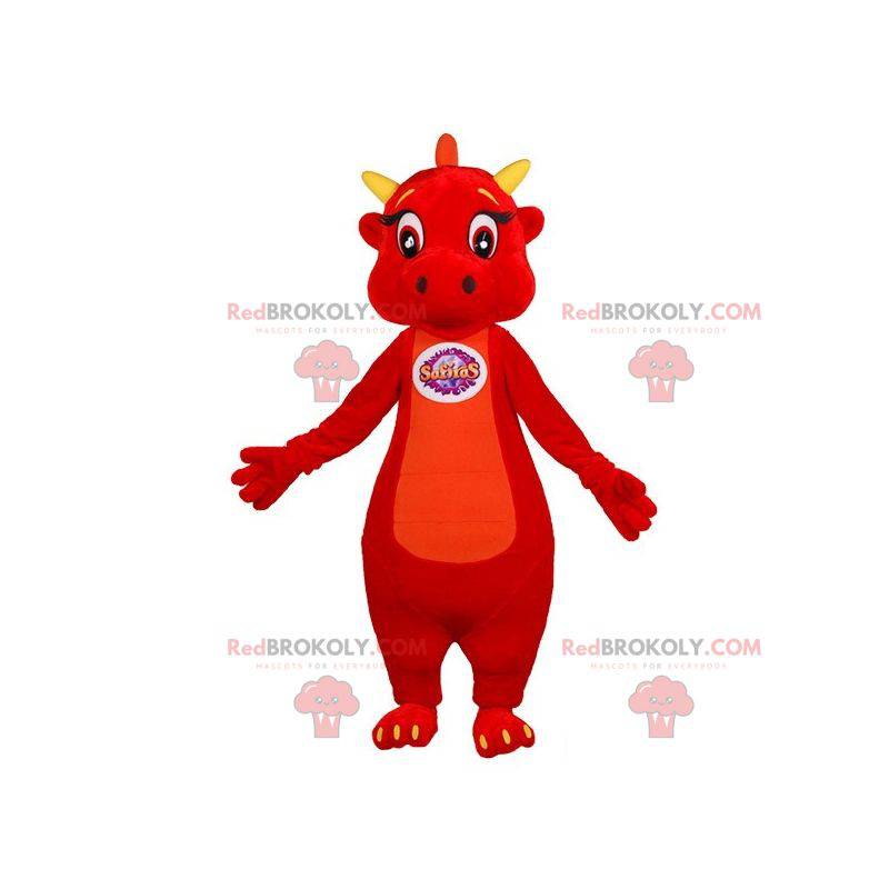 Cute and touching red and yellow dragon mascot - Redbrokoly.com