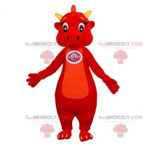 Cute and touching red and yellow dragon mascot - Redbrokoly.com