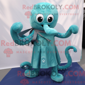 Teal Octopus mascot costume...