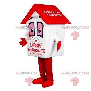 Very cute and funny white and blue house mascot - Redbrokoly.com