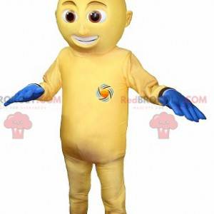 Mascote do boneco de neve amarelo e azul
