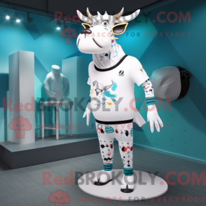 Hvit Zebu-maskotdraktfigur...