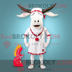 Hvit Zebu-maskotdraktfigur...