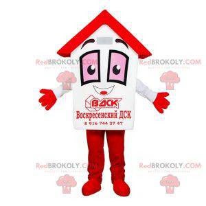 Mascot giant white and red. Cabin mascot - Redbrokoly.com