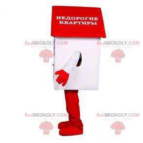 Mascot jätte vit och röd. Stuga maskot - Redbrokoly.com